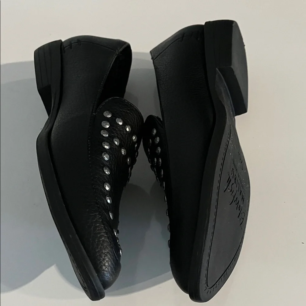 Blowfish Harper Black Loafers with Silver Studded Slip on Vegan Loafers Size 7.5